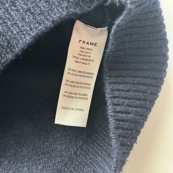 FRAME Wool Crewneck Sweater in Navy Multi size M - Picture 13 of 13